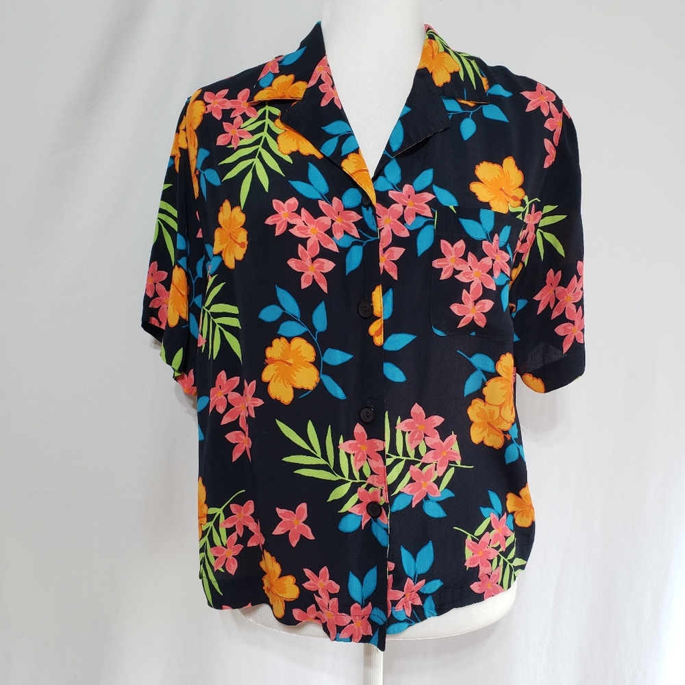 Marsh landing Tropical Floral Button Down Shirt
